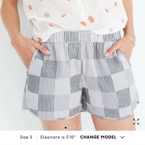 Madewell Pull-On Shorts in Striped Check